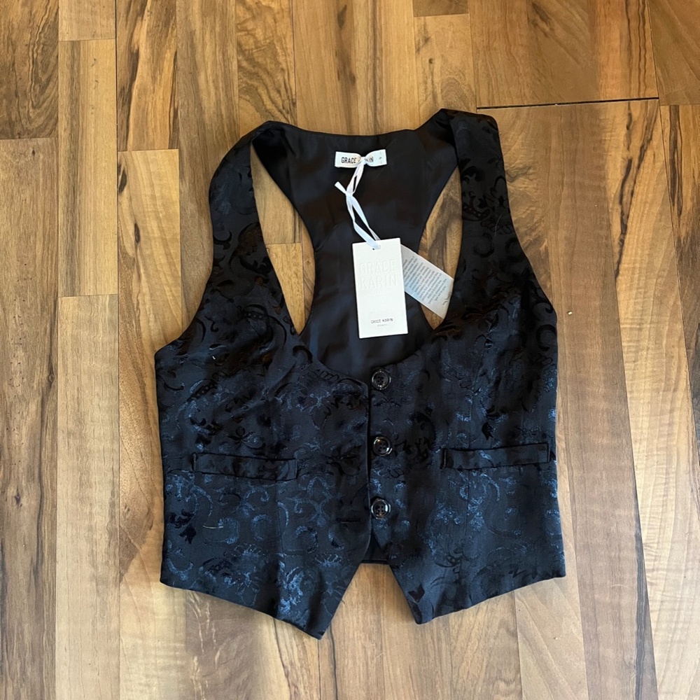 Black Paisley Suit Vest